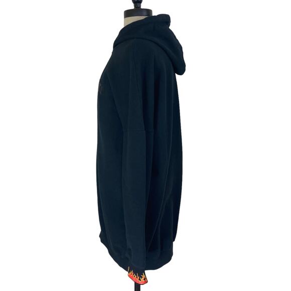 Drifter black oversized hoodie sweatshirt, Unisex long graphic rock anthem top - Picture 4 of 10